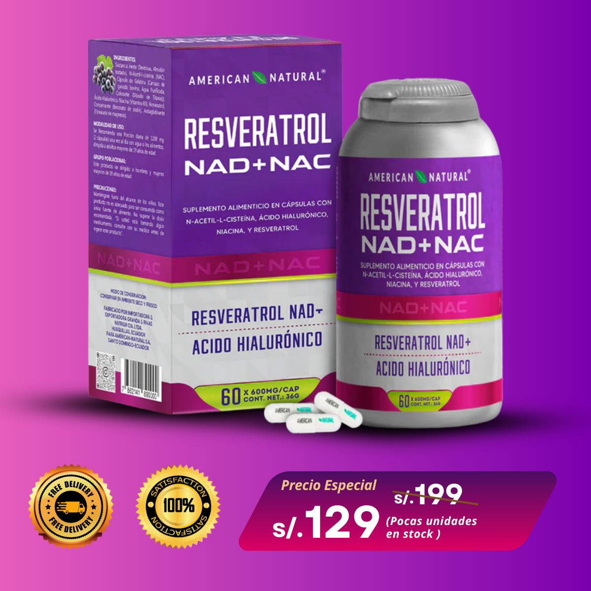 RESVERATROL NAD+ ACIDO HIALURÓNICO